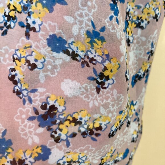 Cabi Blouse Womens Medium M Offsides 5221 Yellow Blue Floral Sleeveless Top - Picture 5 of 9
